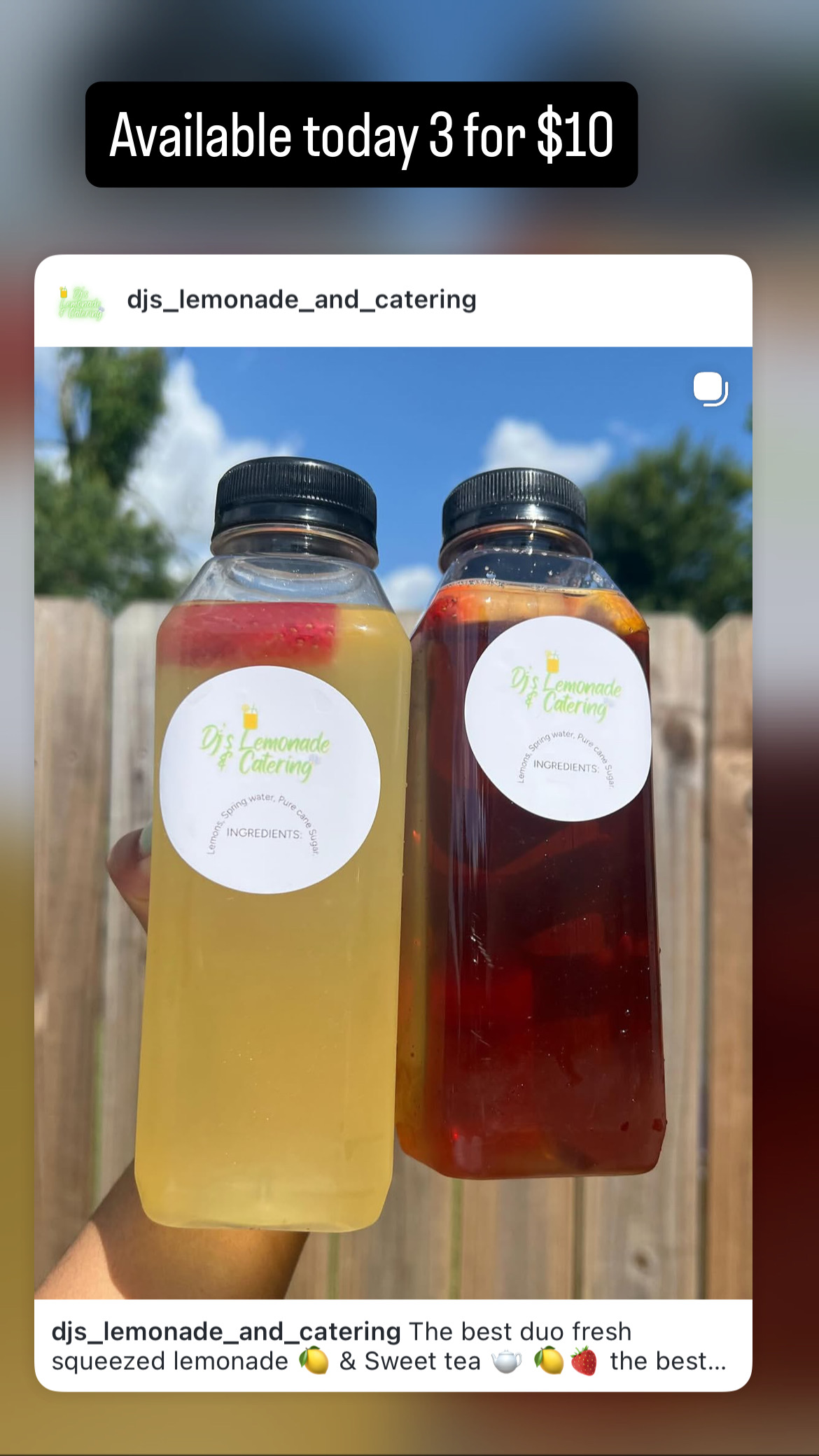 Fresh squeezed lemonade and sweet tea