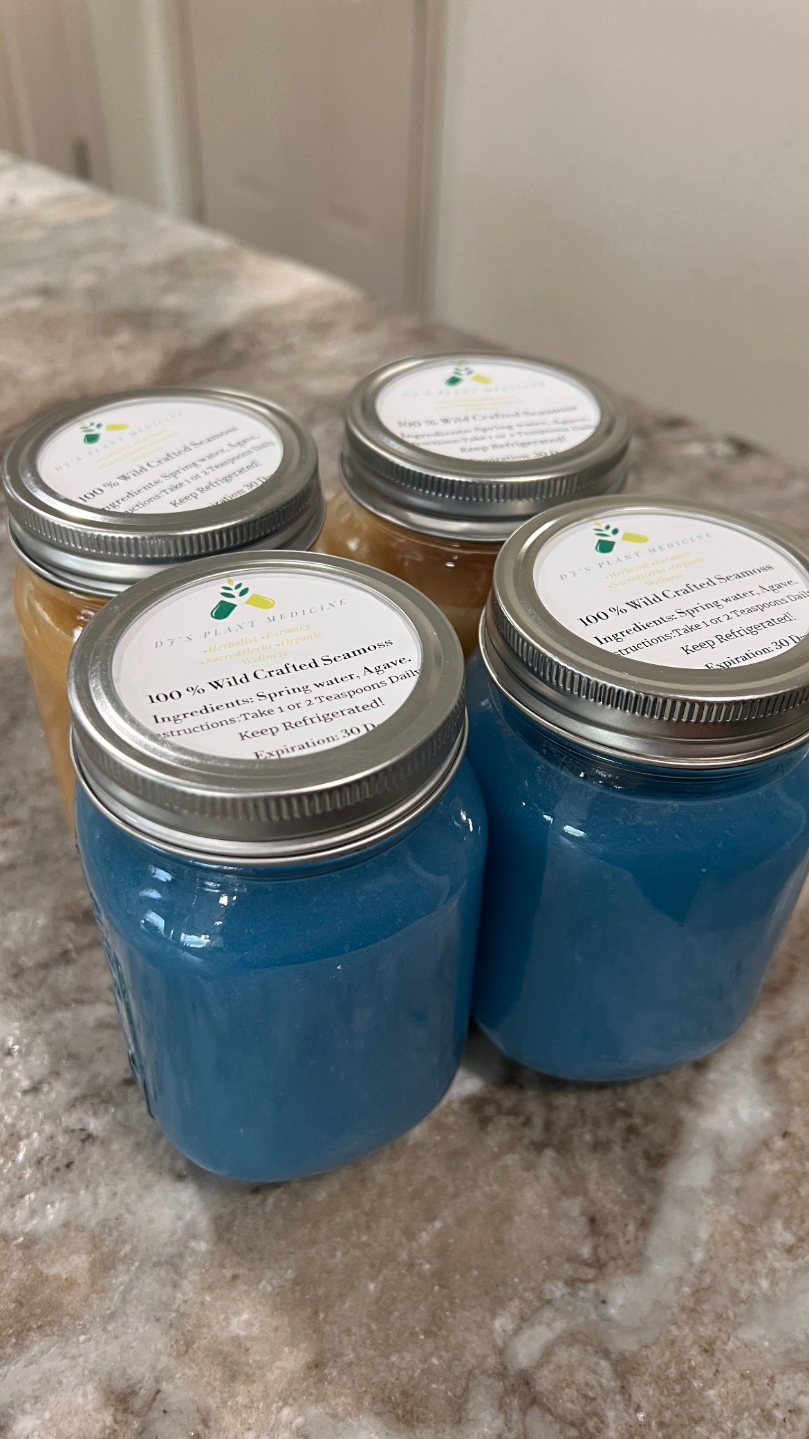 DJ's Organic Wellness seamoss jars